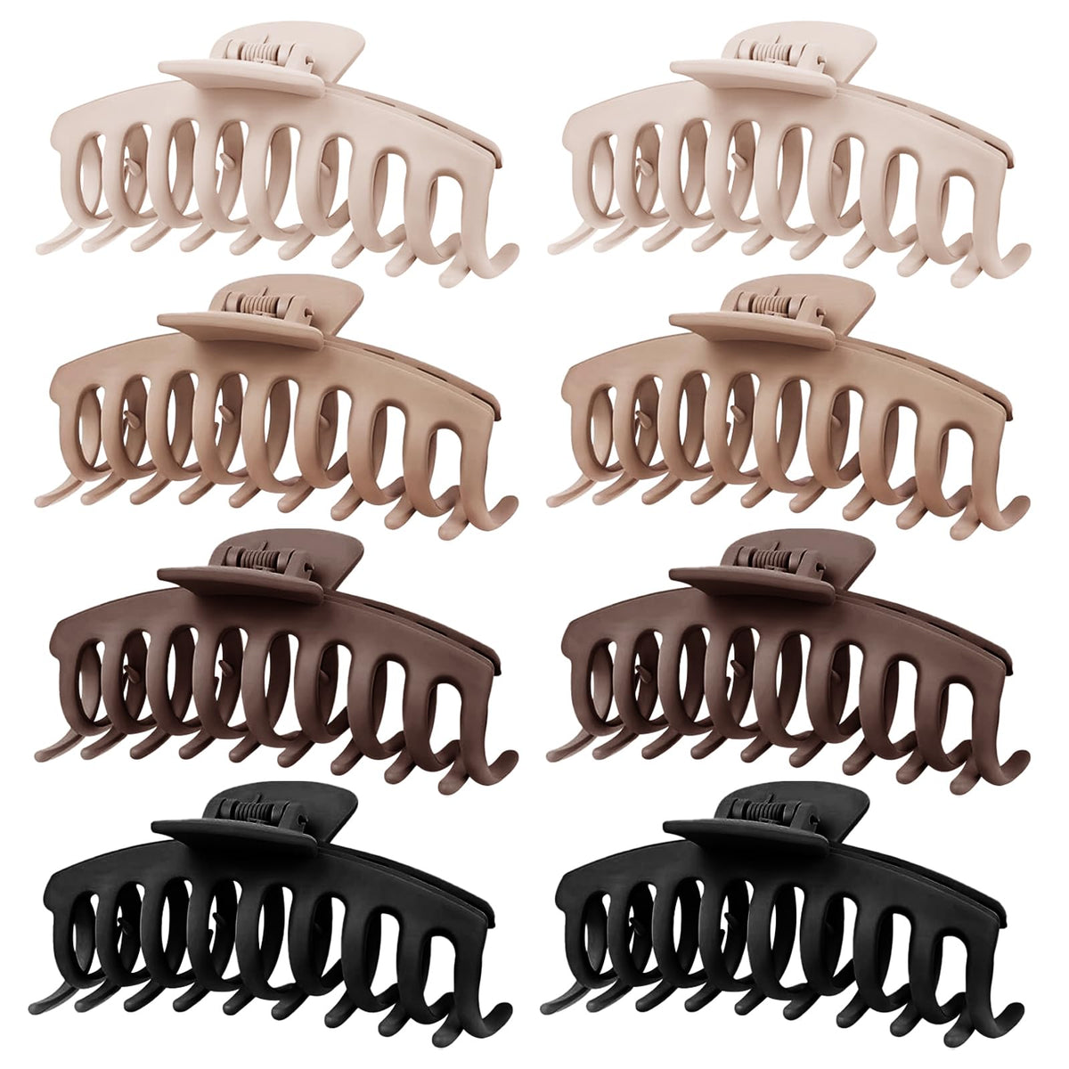 TOCESS Hair Claw Clips 8PK in neutral tones front view