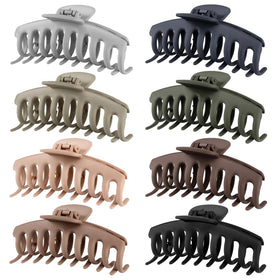 TOCESS Hair Claw Clips Set front view with 8 neutral colour clips