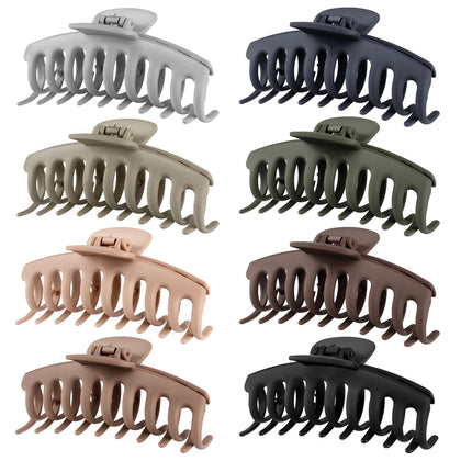 TOCESS Hair Claw Clips Set front view with 8 neutral colour clips