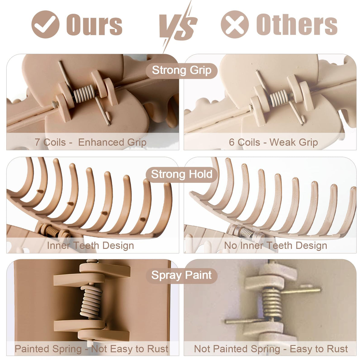 TOCESS Hair Claw Clips showing large size and matte finish