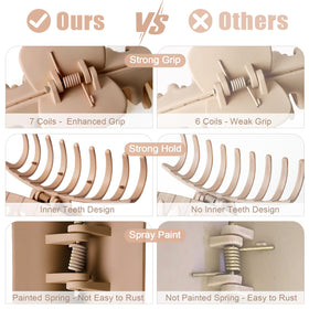 TOCESS Jumbo Hair Claw Clip in Khaki, side view