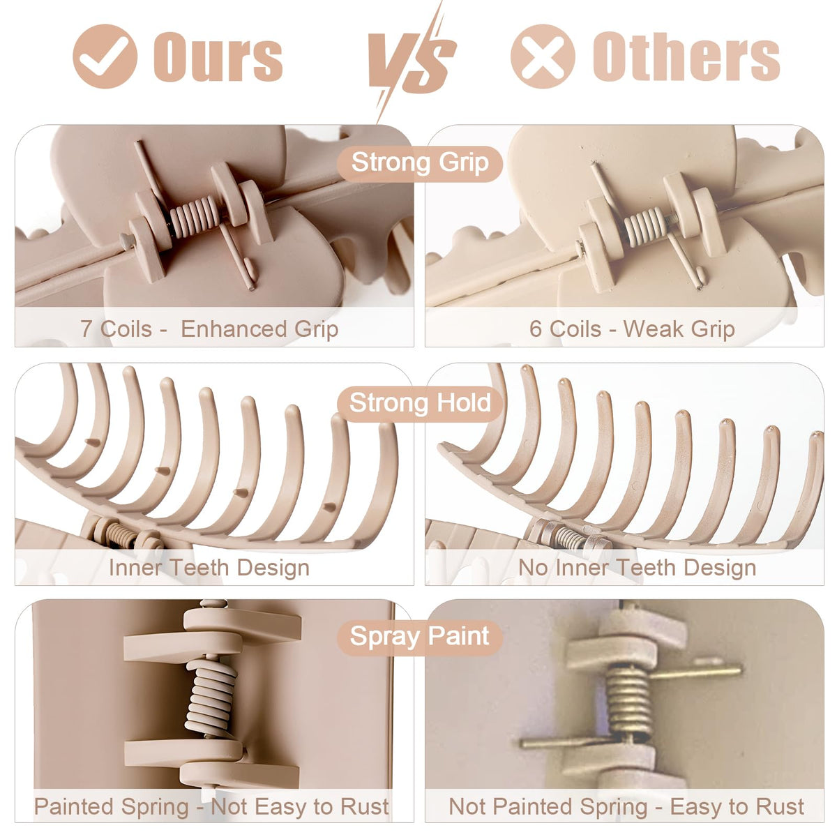 TOCESS large hair claw clips in various neutral colours