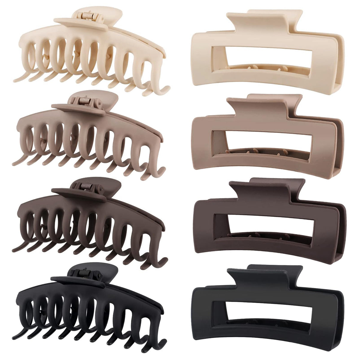 TOCESS Large Hair Claw Clips Set in neutral colours front view