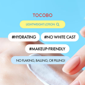 TOCOBO Bio Watery Sunscreen SPF 50 in a travel pouch