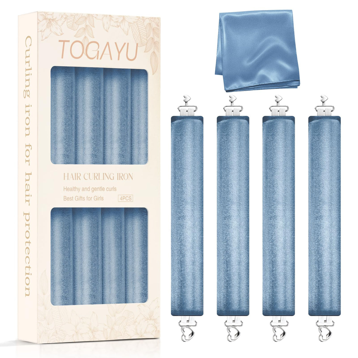Togayu Heatless Curls Set with 3 jumbo velvet curlers and satin scarf