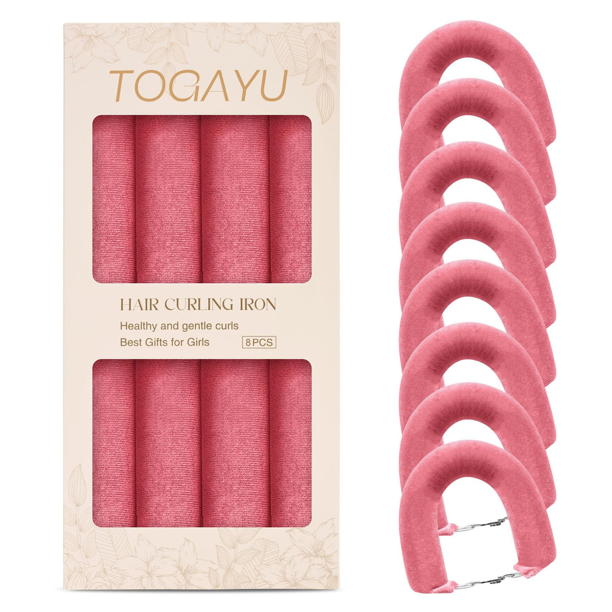 Togayu Heatless Curls Set with jumbo velvet curlers and satin scarf