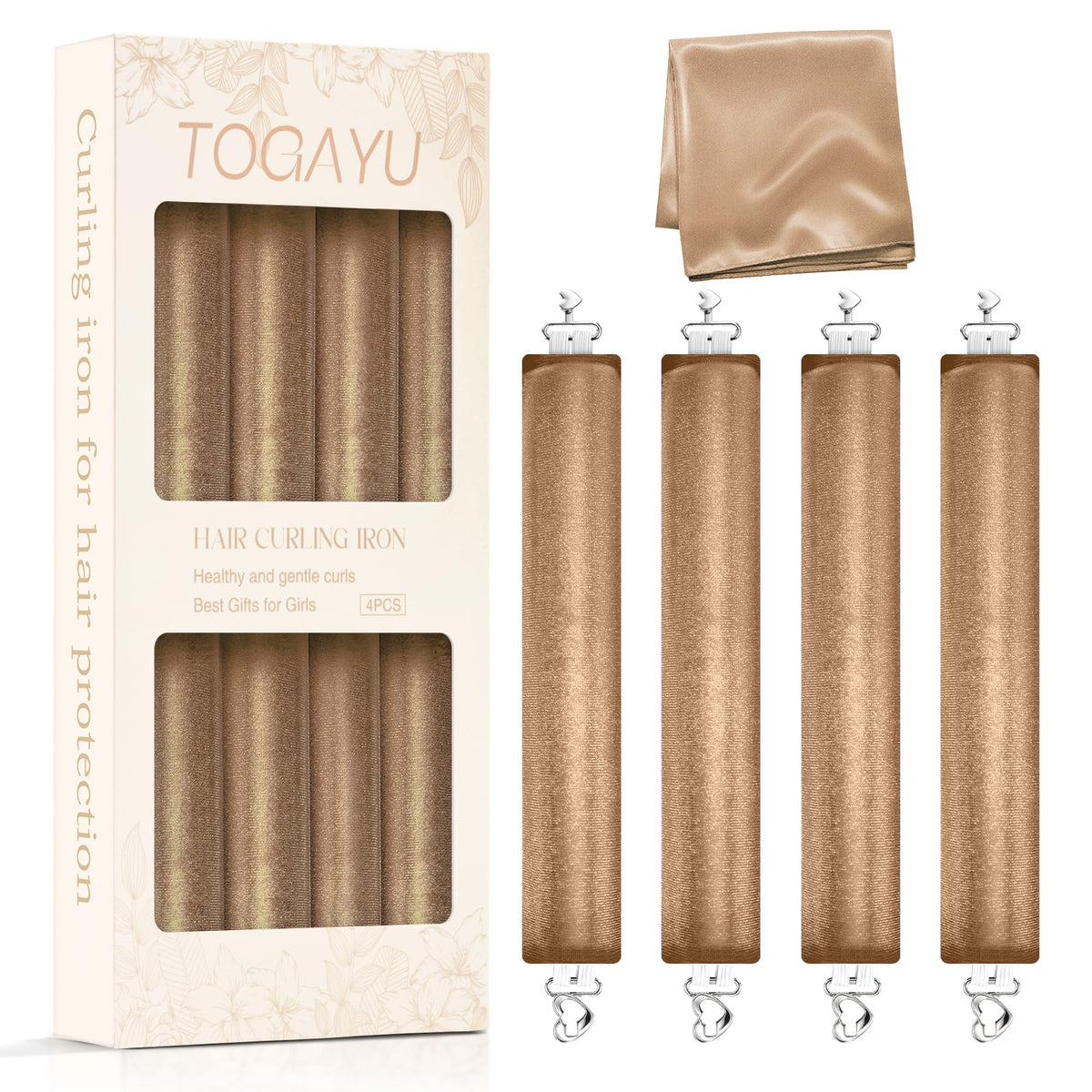 Togayu Heatless Curls Set with three jumbo velvet curlers and satin scarf