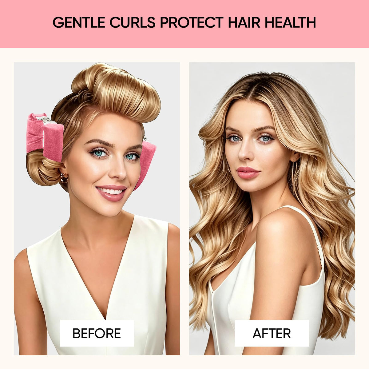 Togayu jumbo curlers in use on long hair with curls