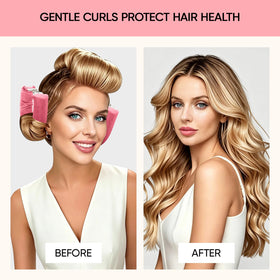Togayu jumbo curlers in use on long hair with curls
