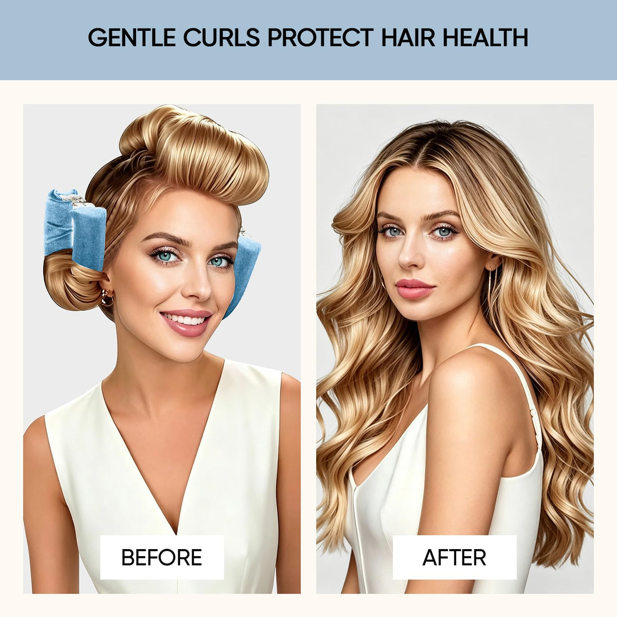 Togayu velvet curlers in use on long hair
