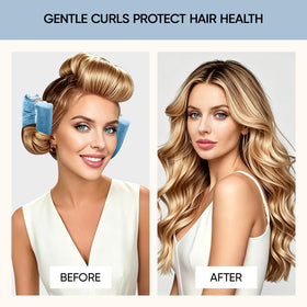 Togayu velvet curlers in use on long hair