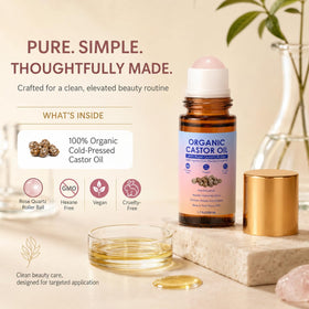 TOGOLIUN castor oil roll on bottle with rose quartz
