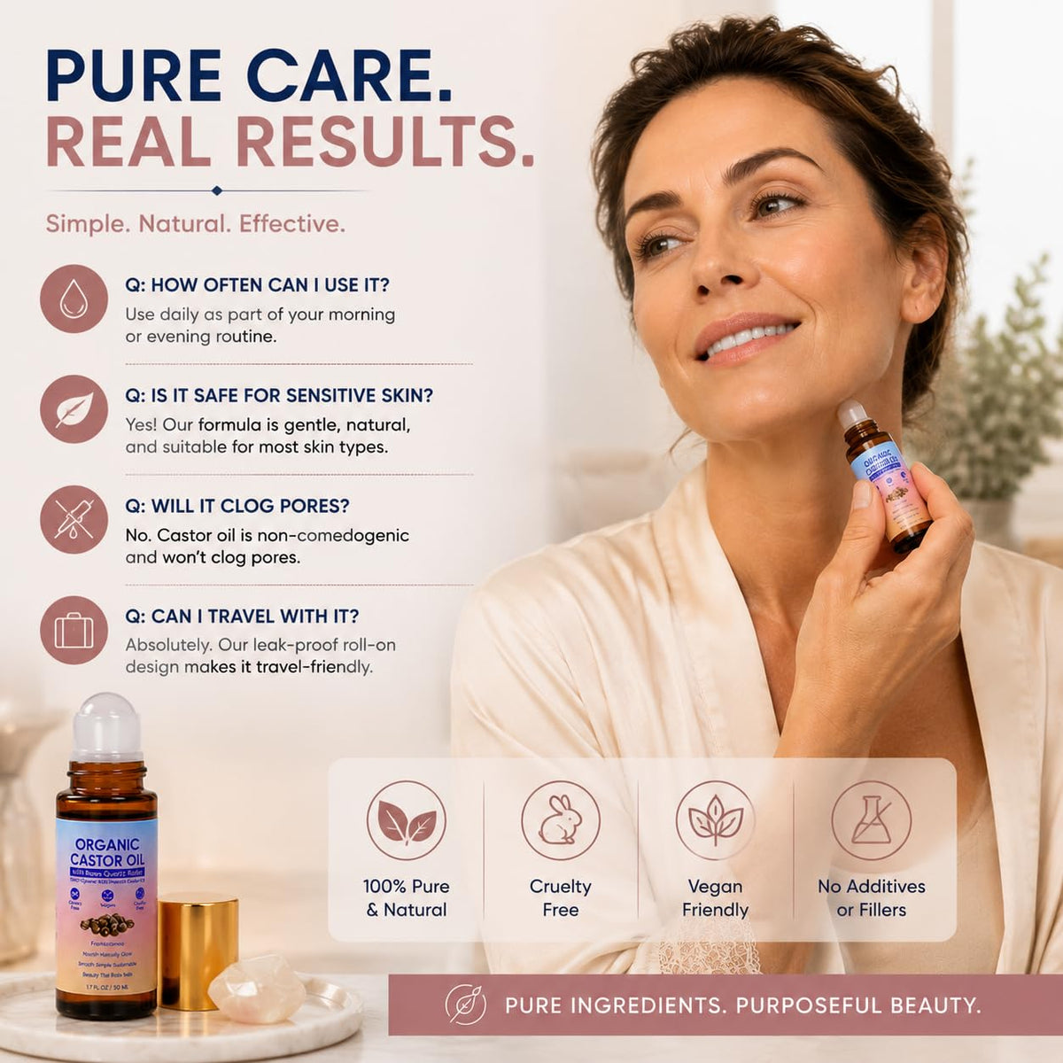 TOGOLIUN Organic Castor Oil Roll On on vanity