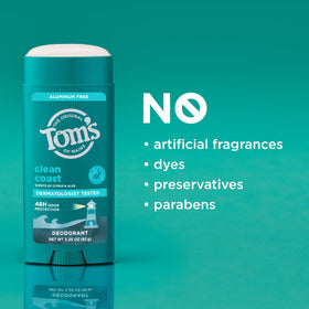 Tom's of Maine Clean Coast Natural Deodorant 3.25 oz with recycled plastic container
