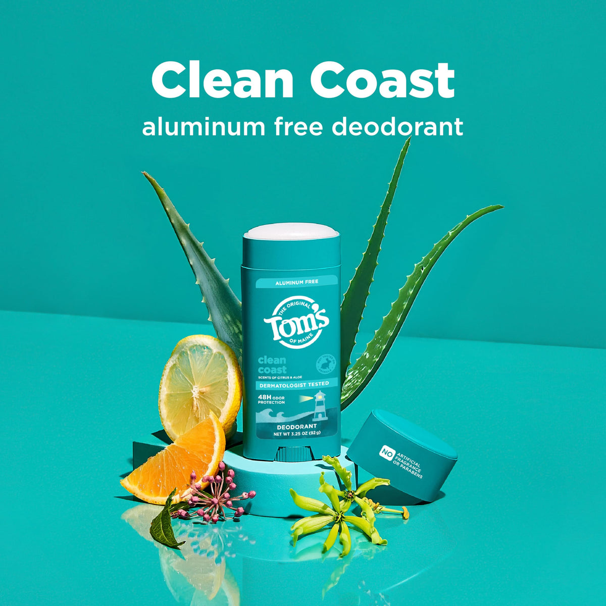 Tom's of Maine Clean Coast Natural Deodorant ingredients close-up