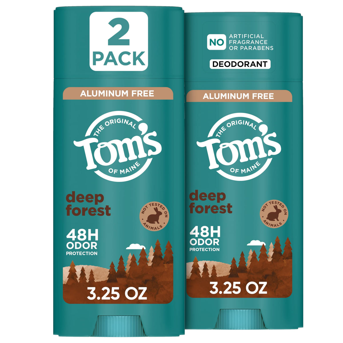 Tom's of Maine Deep Forest Natural Deodorant front view 3.25 oz stick