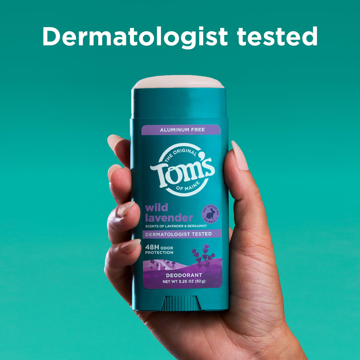 Tom's of Maine deodorant application on skin