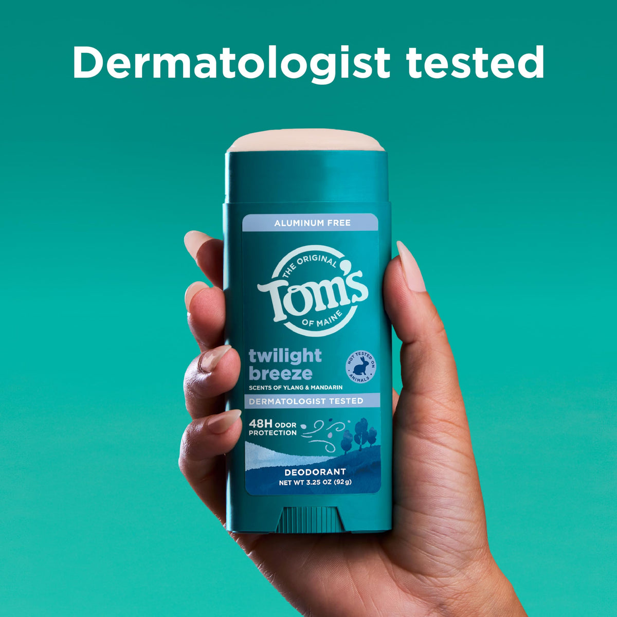 Tom's of Maine deodorant glide-on application demonstration