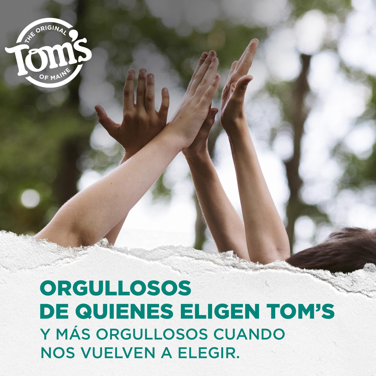 Tom's of Maine deodorant product with fresh outdoor scenery