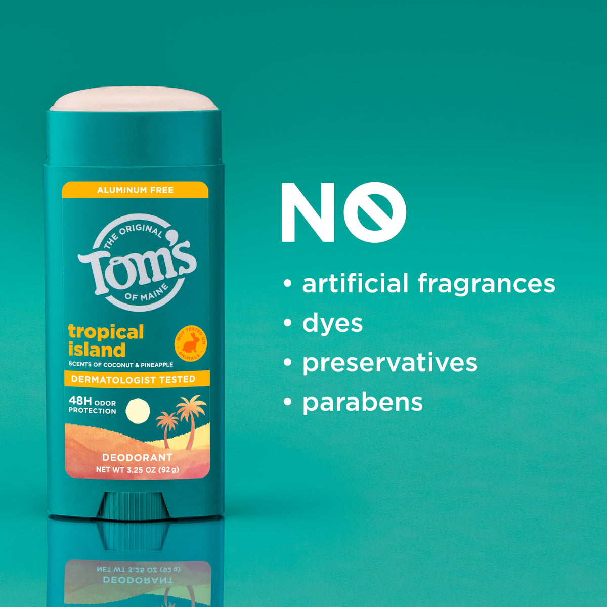 Tom's of Maine deodorant stick showing clear application