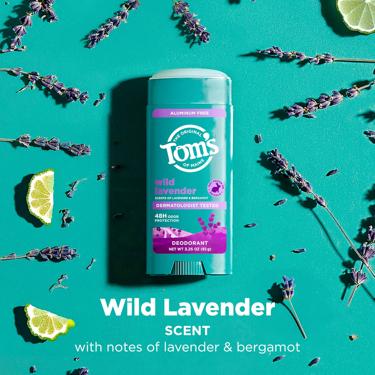 Tom's of Maine deodorant sticks on a bathroom counter