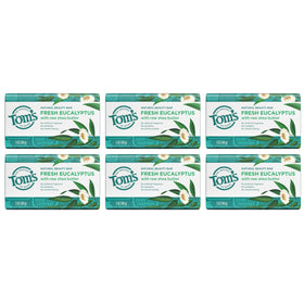 Tom's of Maine Fresh Eucalyptus soap bar on a soap dish