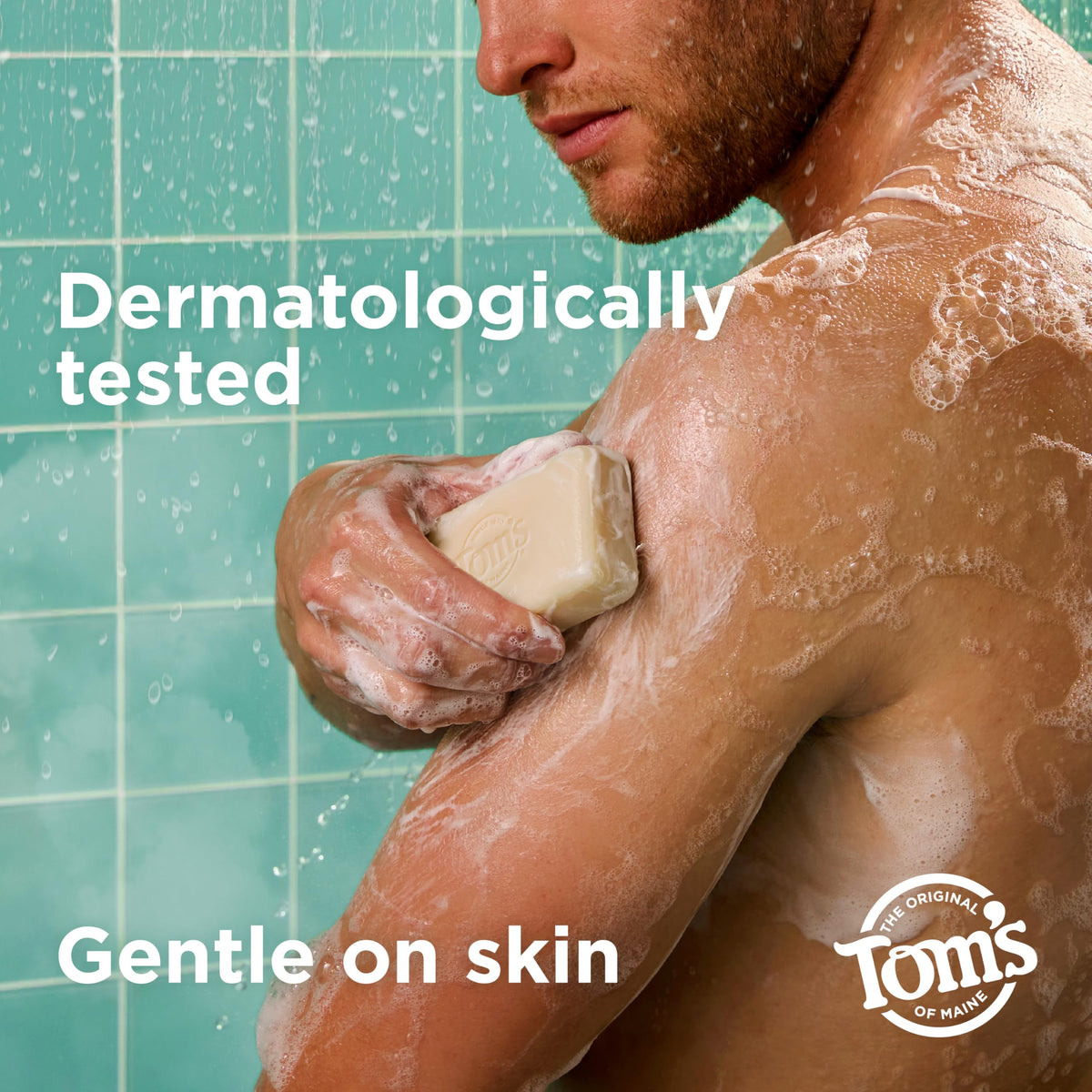 Tom's of Maine Lemon Bergamot Natural Bar Soap in a shower setting