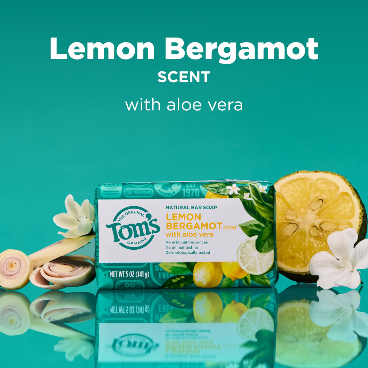 Tom's of Maine Lemon Bergamot Natural Bar Soap pack of four