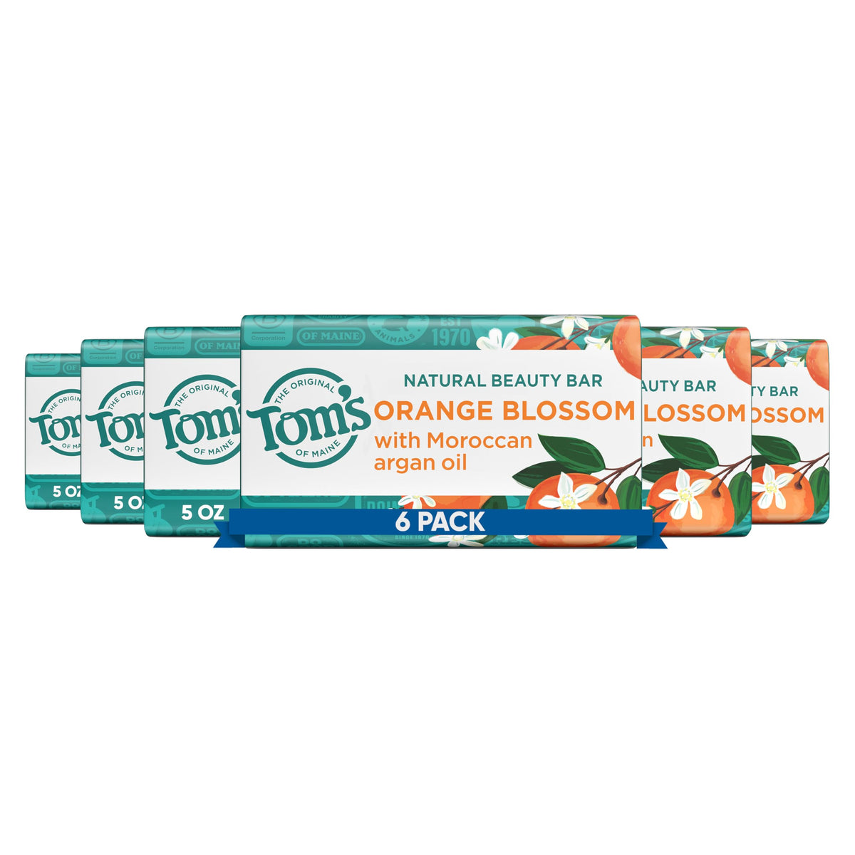 Tom's of Maine Natural Beauty Bar Soap Orange Blossom 5 oz front view