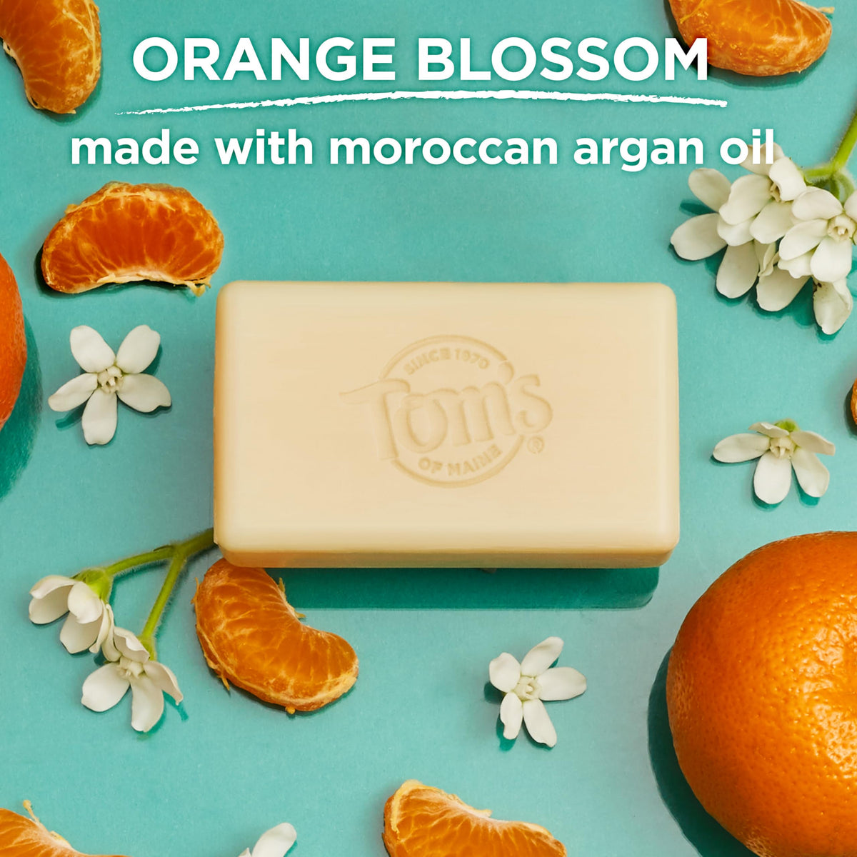 Tom's of Maine Natural Beauty Bar Soap Orange Blossom in hand