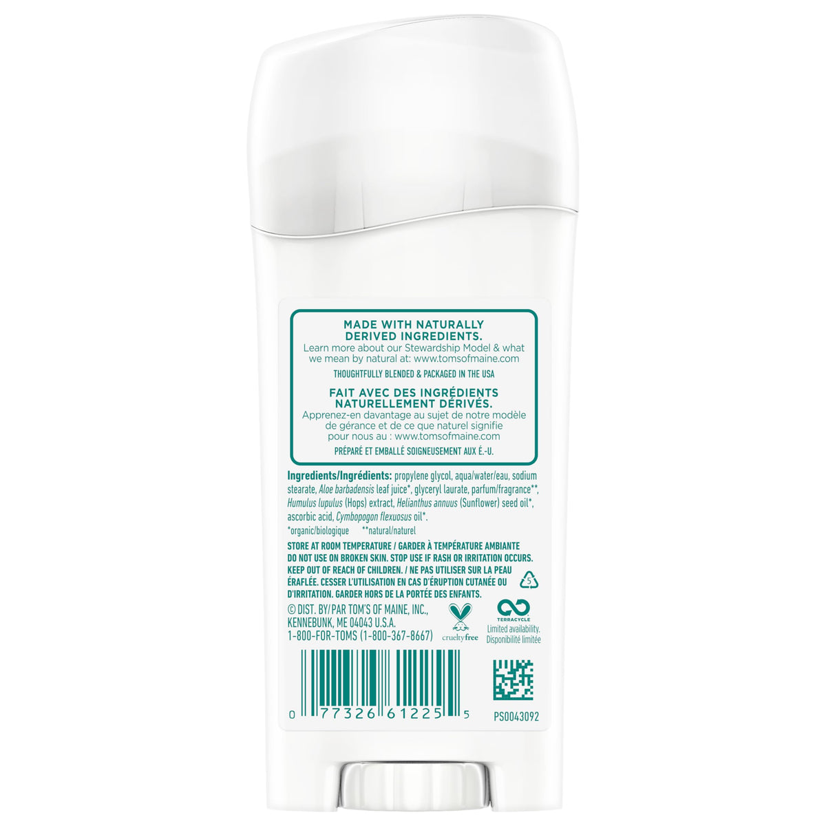 Tom's of Maine Natural Deodorant stick Wild Lavender close-up
