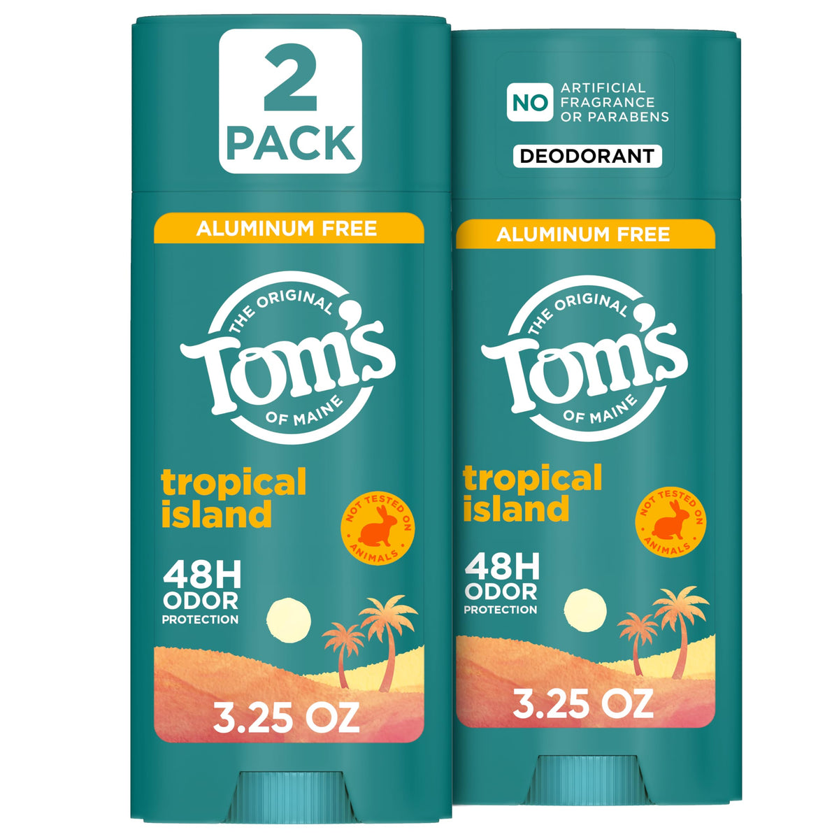 Tom's of Maine Tropical Island Natural Deodorant 2-pack front view