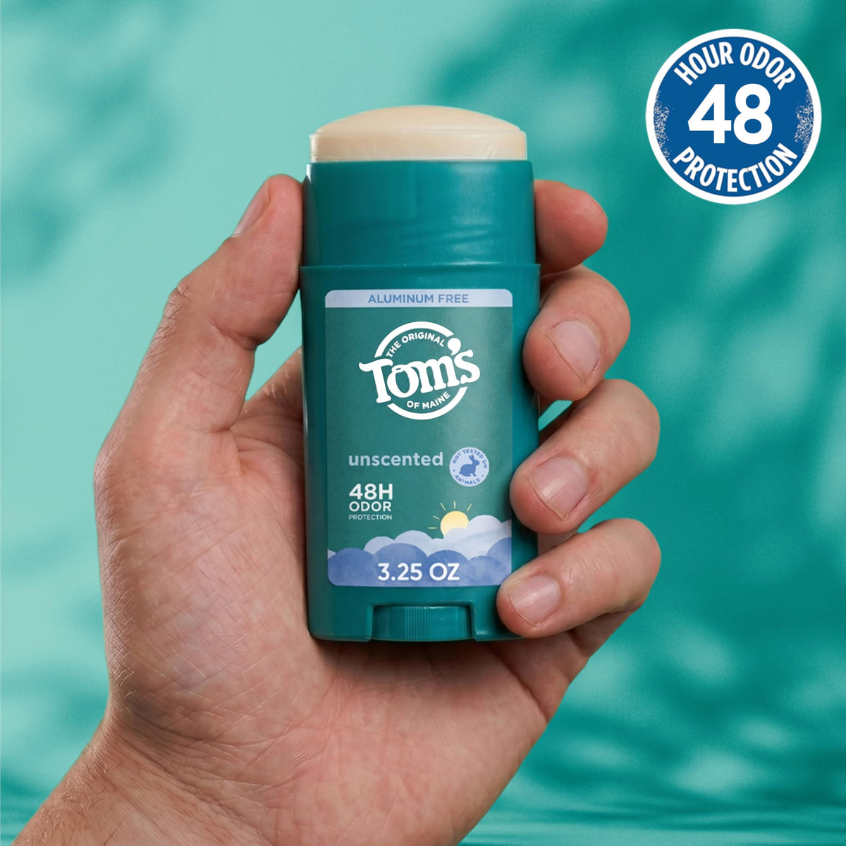 Tom's of Maine Unscented Natural Deodorant 3.25 oz back view