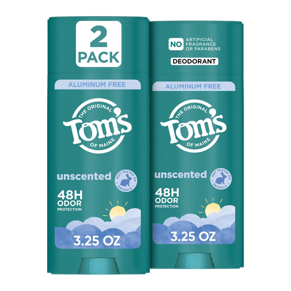 Tom's of Maine Unscented Natural Deodorant 3.25 oz front view