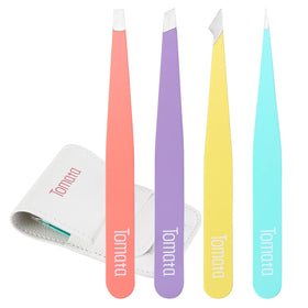 Tomata Eyebrow Tweezers Set four pieces in travel case