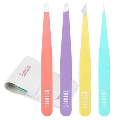 Tomata Eyebrow Tweezers Set four pieces in travel case