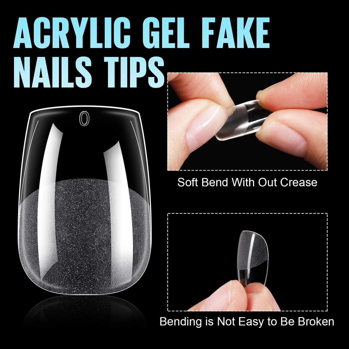 TOMICCA Extra Short Coffin Nail Tips in a hand with nail polish