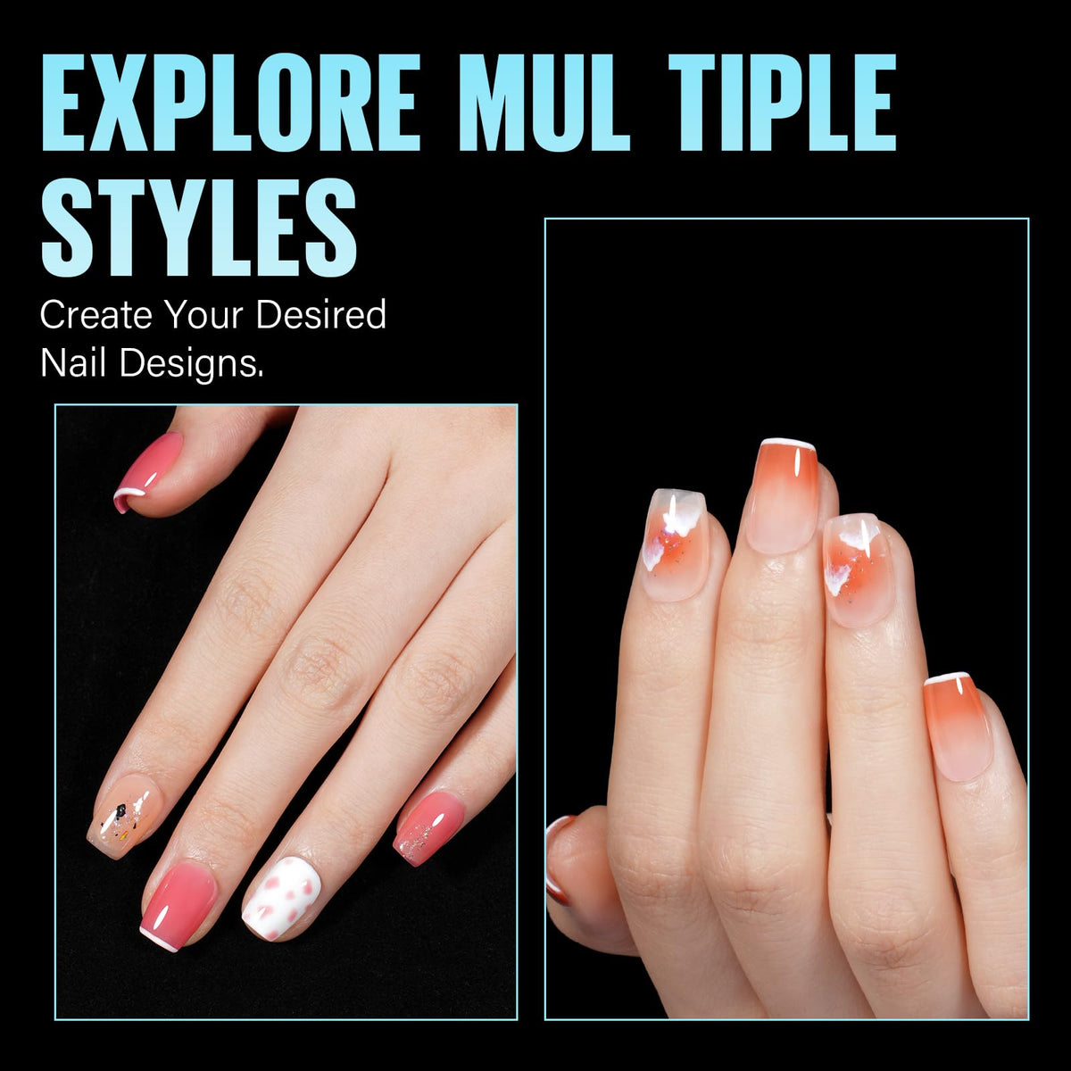 TOMICCA half matte acrylic nails in assorted sizes