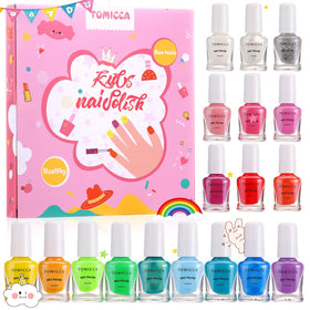 TOMICCA Kids Nail Polish Set 18 colourful bottles front view