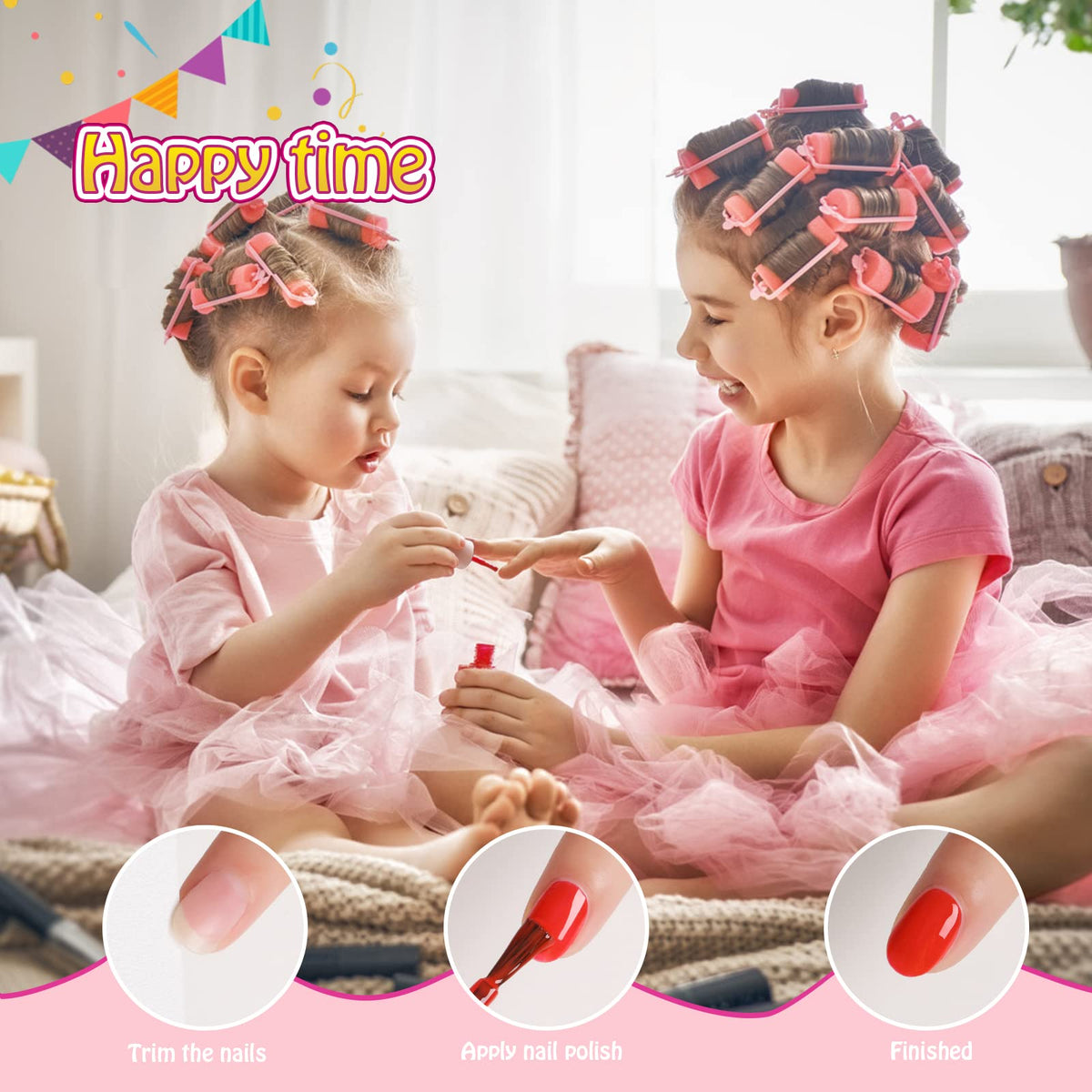 TOMICCA Kids Nail Polish Set packaging with all 18 colours