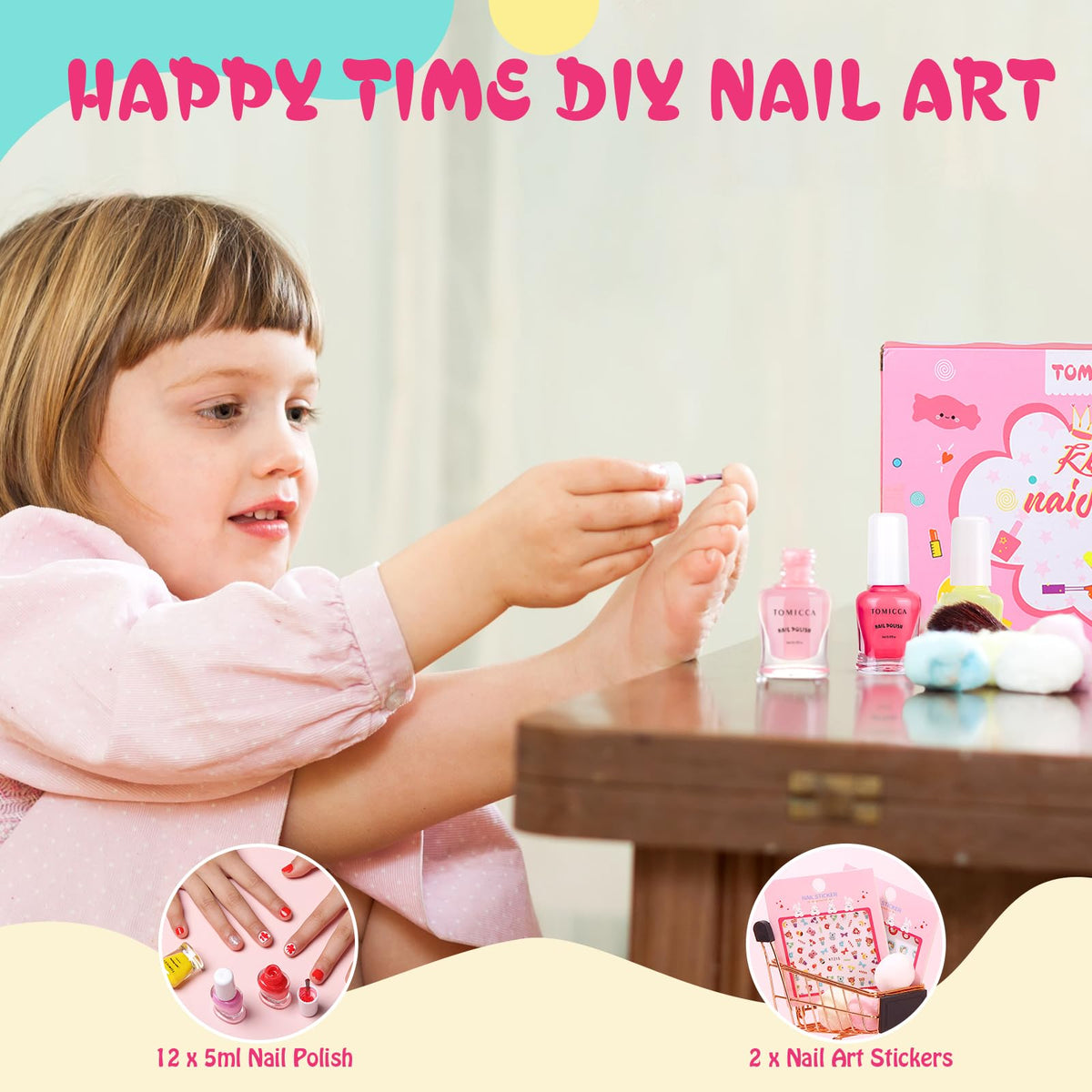 TOMICCA nail polish set with glittery and opaque colours