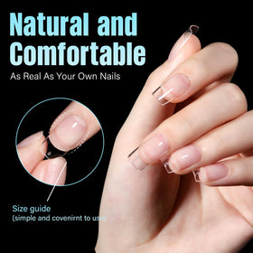 TOMICCA nail tips in various sizes laid out on a table