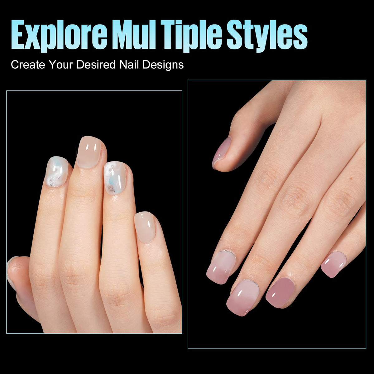 TOMICCA nail tips with gel polish applied