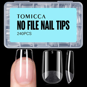 TOMICCA Short Square Nail Tips 240Pcs package front view