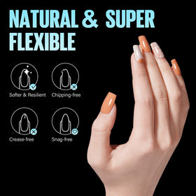 TOMICCA Short Square Nail Tips in packaging with clear design
