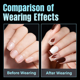 TOMICCA Short Square Nail Tips in various nail designs