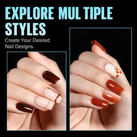 TOMICCA Short Square Nail Tips with tools for nail art