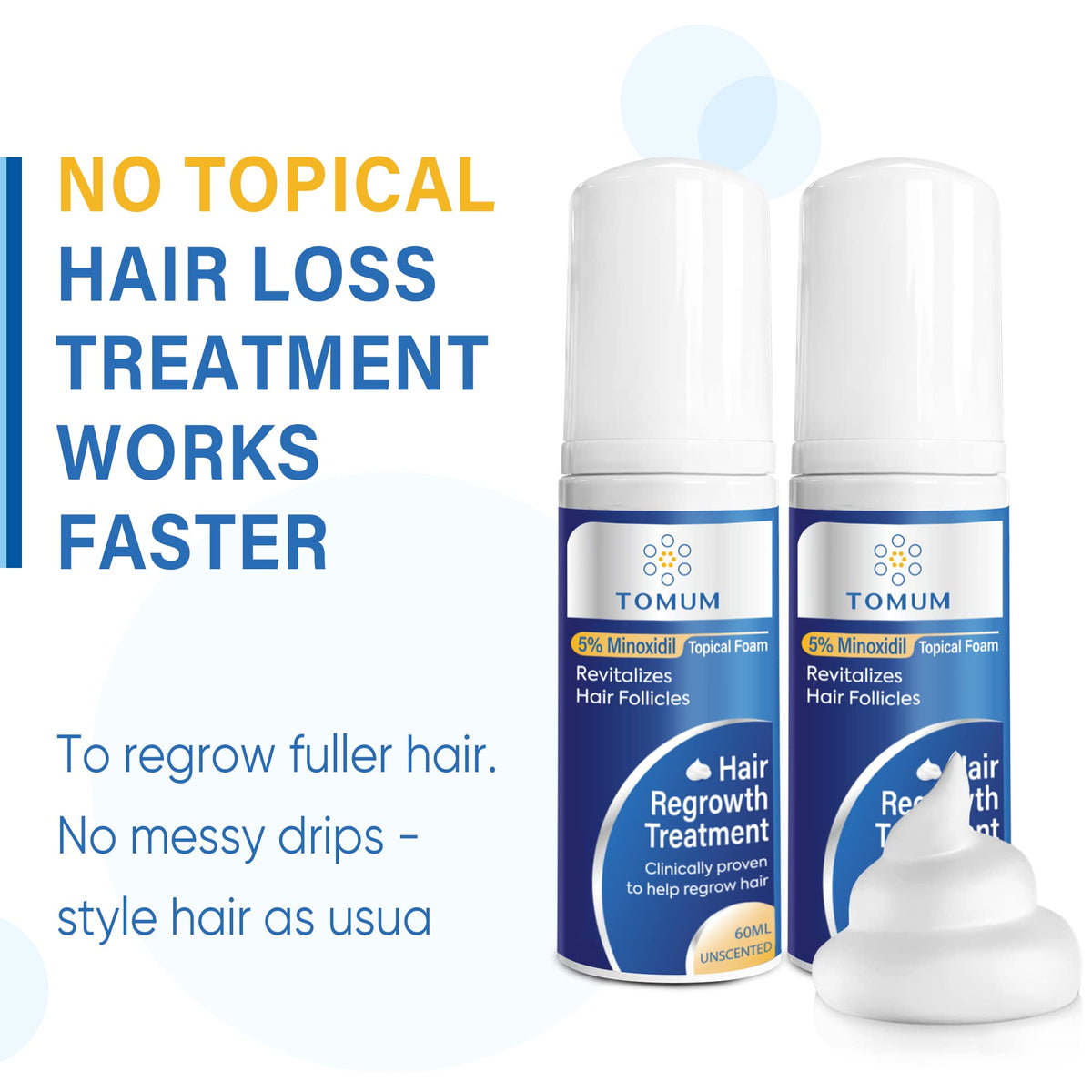 TOMUM 5% Minoxidil Foam application on scalp