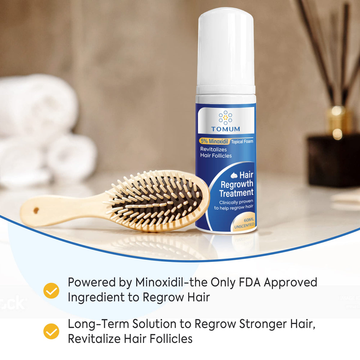 TOMUM 5% Minoxidil Foam back view showing ingredients