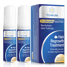 TOMUM 5% Minoxidil Foam front view with packaging